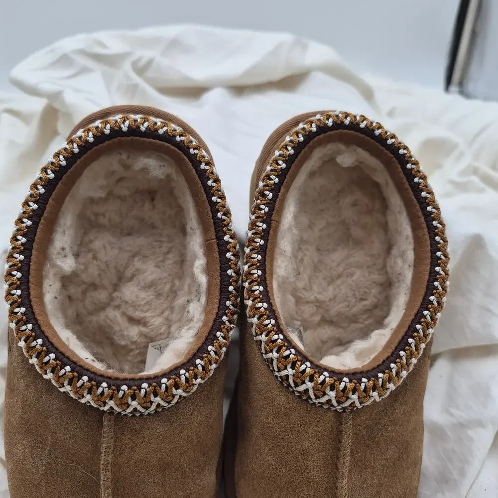 UGG Tasman II Slipper chestnut embroidered braid kids US Size 13